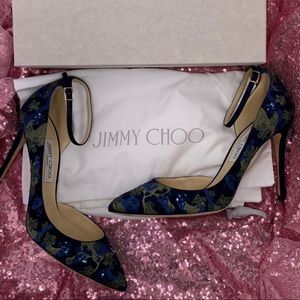 ❌SOLD❌JIMMY CHOO Lucy 100mm embroidered ankle pump